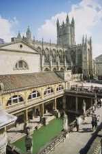 Roman Baths with Abbey
                      in background